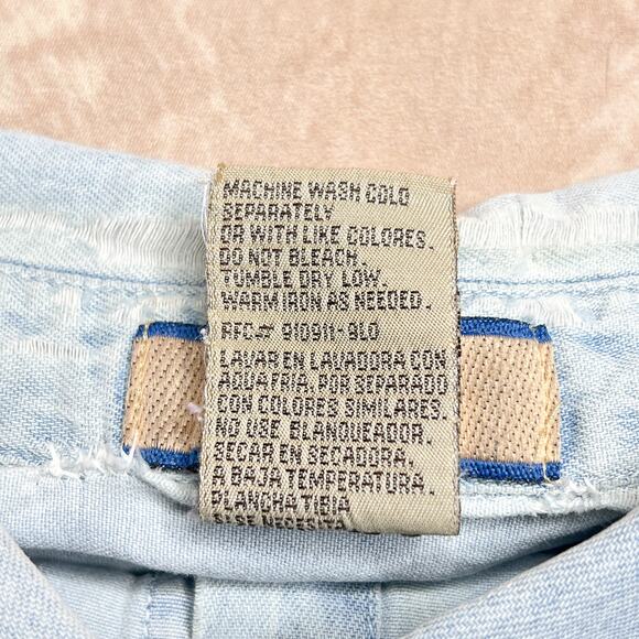 Vintage 90s Just My Size Denim Teddy Bear Tug of War Shirt Button Up Teacher - Picture 6 of 8